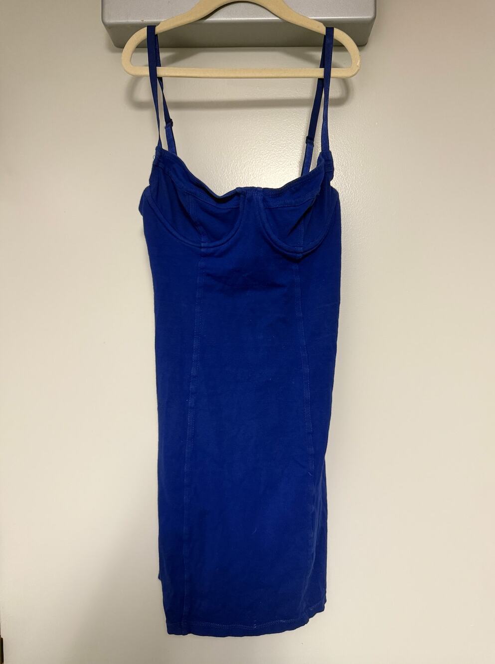 American Apparel Blue Cotton Spandex Bustier Corset Bodycon Dress- Small